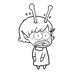 cartoon shocked alien girl