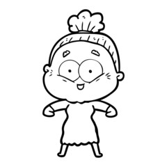 cartoon happy old woman