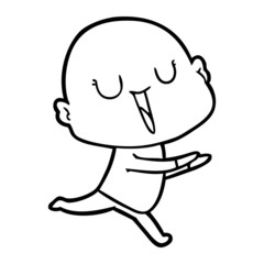 happy cartoon bald man