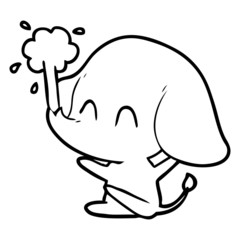 cute cartoon elephant spouting water