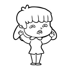 cartoon worried woman