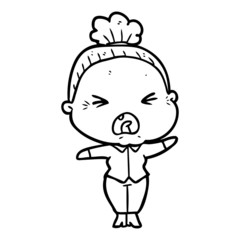 cartoon angry old woman