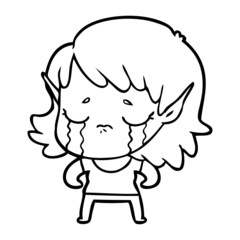 cartoon crying elf girl