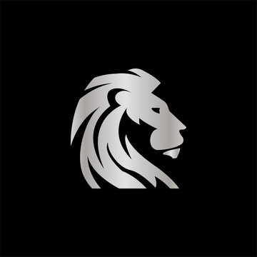 elegant silver lion crest vector design concept