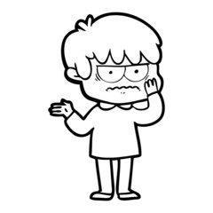 annoyed cartoon boy