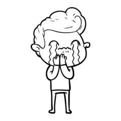 cartoon man crying