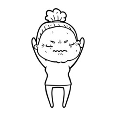 Obraz premium cartoon annoyed old lady