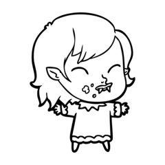cartoon vampire girl with blood on cheek