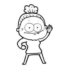 cartoon happy old woman