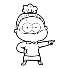 cartoon happy old woman