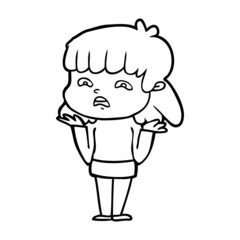 cartoon worried woman