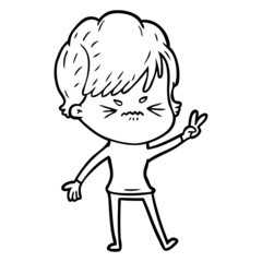 cartoon frustrated woman