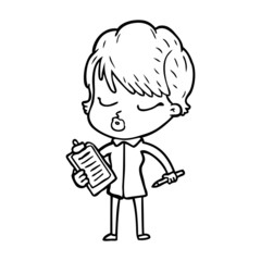 cartoon woman with eyes shut