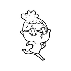 cartoon woman wearing glasses