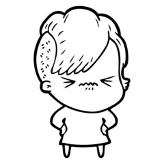 Fototapeta premium cartoon annoyed hipster girl