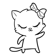 cute cartoon cat with bow