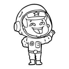 cartoon laughing astronaut