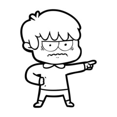 annoyed cartoon boy