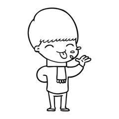 cartoon boy sticking out tongue