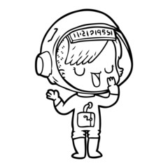 cartoon astronaut woman