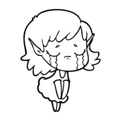 cartoon crying elf girl