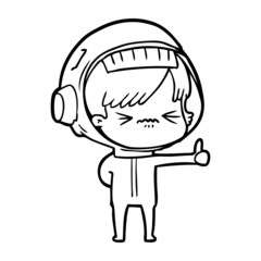 cartoon astronaut woman