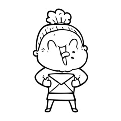 cartoon happy old woman
