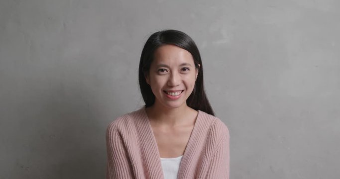 Woman smile to camera