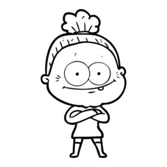 cartoon happy old woman