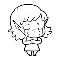 Obraz premium cartoon crying elf girl