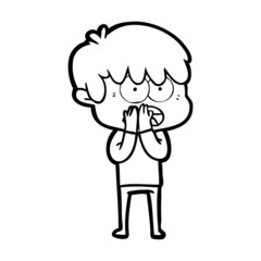 worried cartoon boy