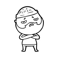 cartoon worried man with beard