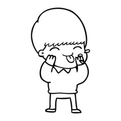 cartoon boy blowing raspberry