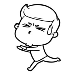 cartoon man sweating