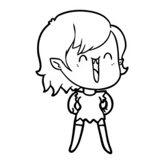 Obraz premium cute cartoon happy vampire girl