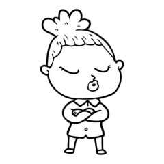 cartoon calm woman