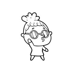 cartoon woman wearing glasses