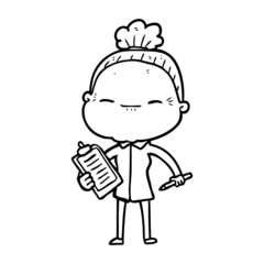 cartoon peaceful old woman