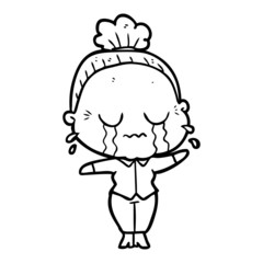 cartoon crying old lady
