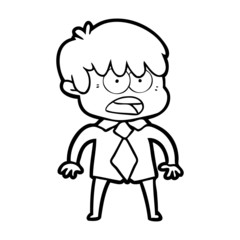 worried cartoon boy