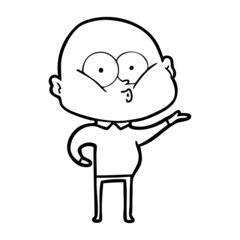 cartoon bald man staring