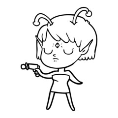 Obraz premium cartoon alien girl