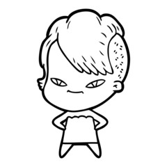 Obraz premium cute cartoon girl with hipster haircut