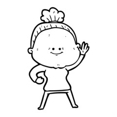 cartoon happy old woman