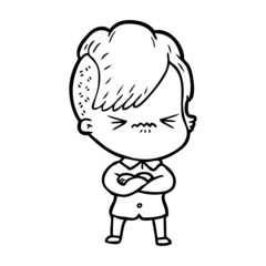 cartoon annoyed hipster girl