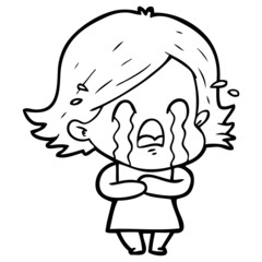 cartoon woman crying