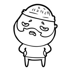 Obraz premium cartoon worried man with beard