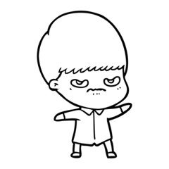 annoyed cartoon boy