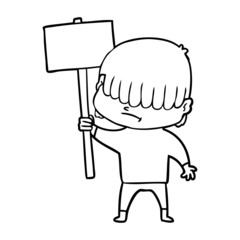 cartoon boy with untidy hair