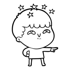 Obraz premium cartoon amazed boy